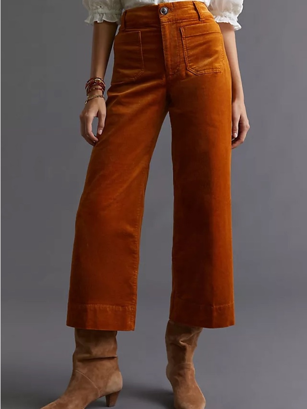 Anthropologie Wide-Leg
Corduroy Pants in Rust Orange size 25